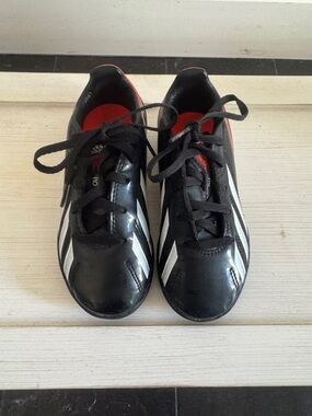 adidas Kids Black & White Athletic Shoes with Red Interior